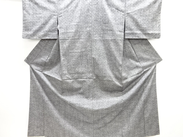 JAPANESE KIMONO / ANTIQUE KIMONO / SILK / TSUMUGI / WOVEN STRIPE